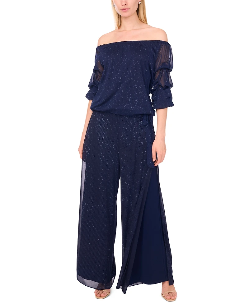 Msk Women's Mesh Off-The-Shoulder Top