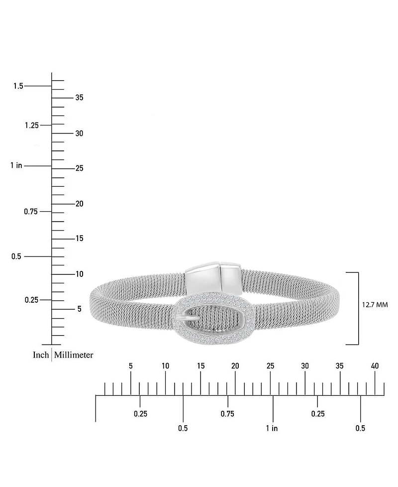 Macy's Cubic Zirconia Buckle Charm Bracelet Sterling Silver (also 14k Gold Over Silver)