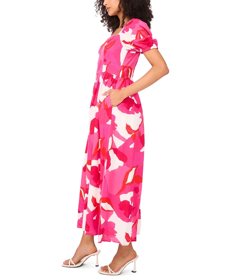Msk Women's Square-Neck Short-Sleeve Maxi Dress