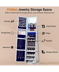 Vlsrka Led jewelry storage cabinet with back storage shelves and 360° rotation.