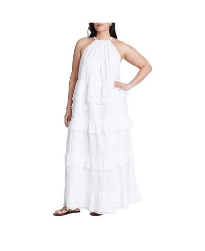 Eloquii Women's Plus Lace Detail Aline Dress