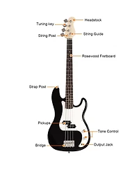 Full Size Electric 4 String Bass Guitar for Beginner Starter Complete Kit