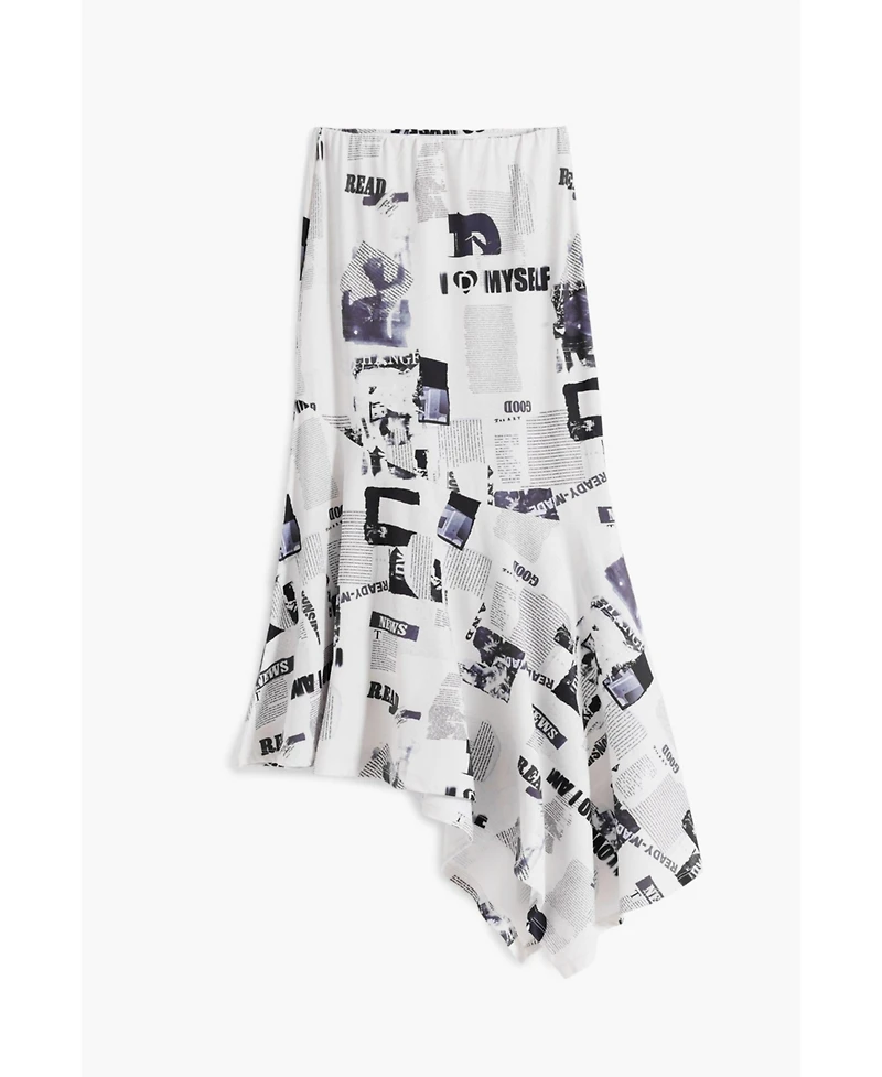 Desigual Women's Newspaper asymmetrical skirt