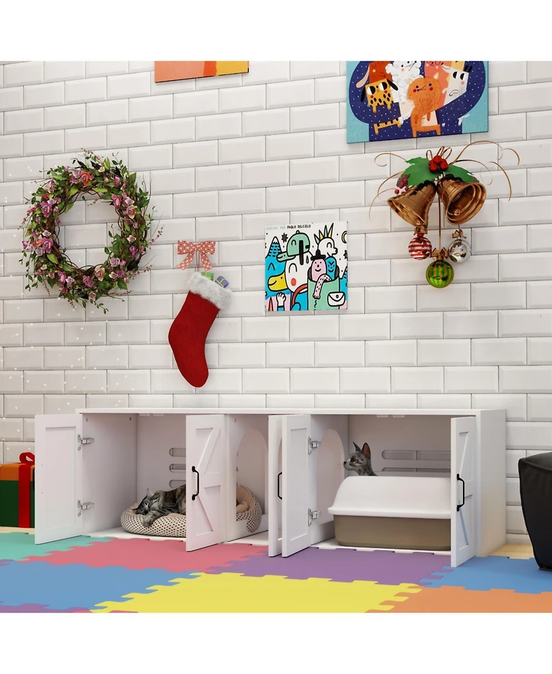 Streamdale Furniture Double Cat Litter Box Enclosure - White