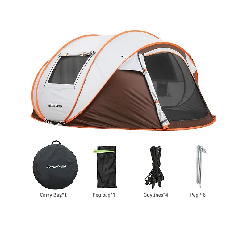 EchoSmile Camping Instant Tent, 4 Person Pop Up Water Resistant, for Hiking and Outdoor, Portable Tent with Carry Bag, 3 Seasons