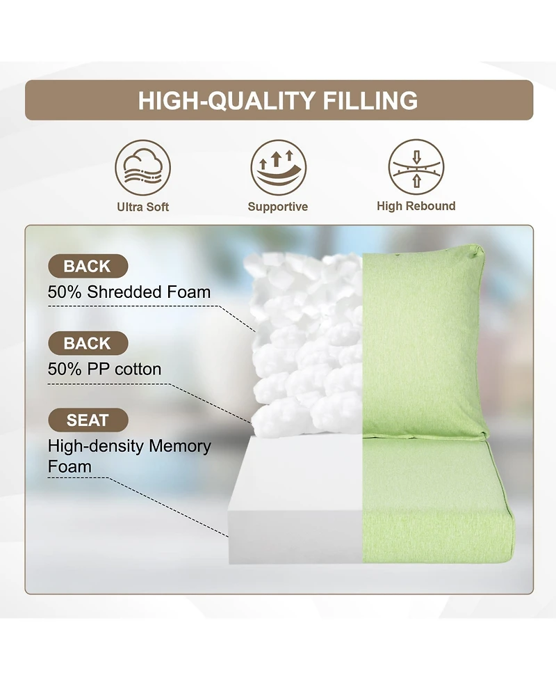 Aoodor 21x21 Inch Outdoor Deep Seat Cushion Set with Adjustable Straps and Waterproof