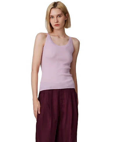 Jennie Liu Women's Scoop Neck Tank Top | 75% Merino Wool 25% Silk Ultra-Soft Layering Essential Natrual Moisture Wicking Sweater