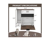32" Kitchen Cabinet Hidden with 2 Drawers and Door, Cat House End Table