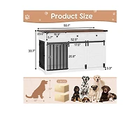 Casainc 55.1" Dog Crate Kennel with 3 Storage Drawers and Sliding Barn Door