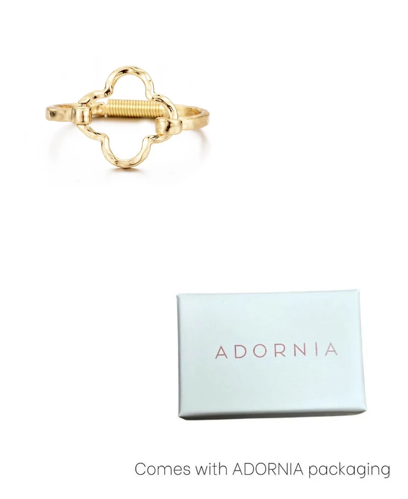 Adornia Gold Plated Hammered Clover Open Cuff Bracelet