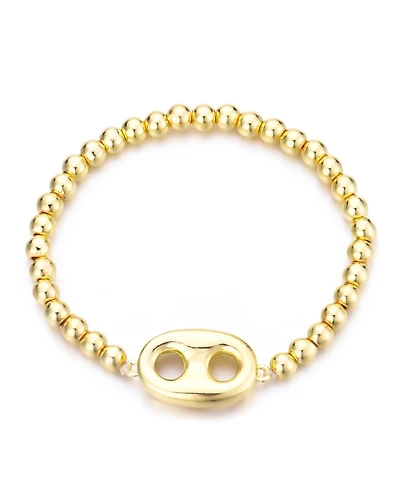 Adornia 14K Gold Plated Mariner Link Stretch Bead Bracelet