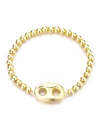 Adornia 14K Gold Plated Mariner Link Stretch Bead Bracelet
