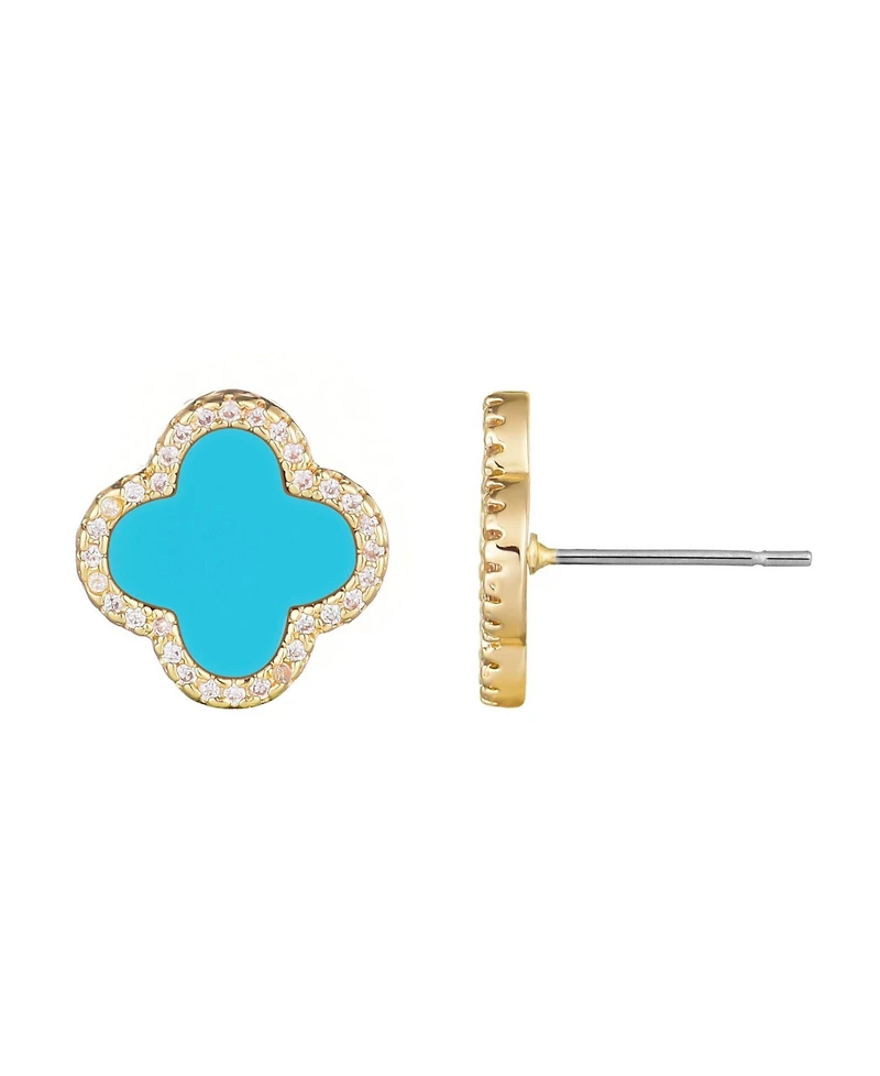 Adornia Cubic Zirconia Halo Clover Stud Earrings