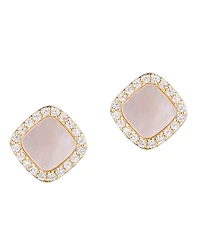 Adornia Gold Cushion-Shaped Mother of Pearl Halo Stud Earrings