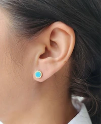 Adornia Gold Turquoise Circle Halo Stud Earrings