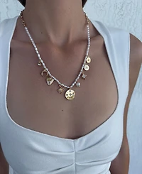 Adornia Gold Cultivated Pearl Charm Strand Necklace