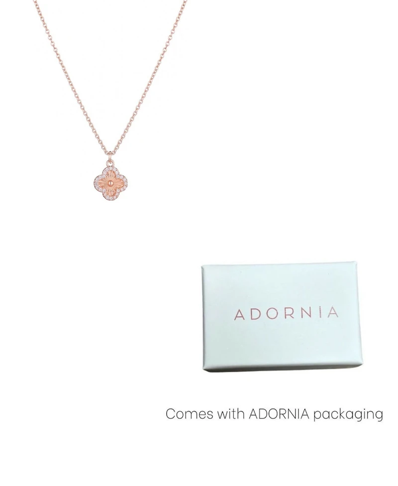 Adornia Cubic Zirconia Button Clover Halo Pendant Necklace