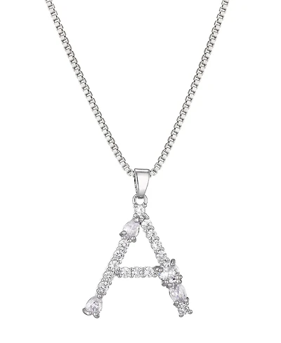 Adornia Silver Crystal Mixed Stone Initial Necklace