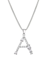 Adornia Silver Crystal Mixed Stone Initial Necklace