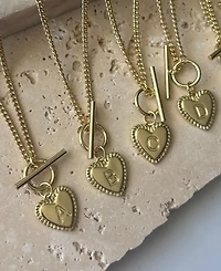Adornia Gold Heart Initial Toggle Necklace