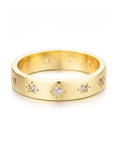 Adornia Gold Cubic Zirconia Stars Band Ring