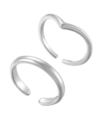 Adornia Adjustable Chevron and Double Line Toe Ring Set