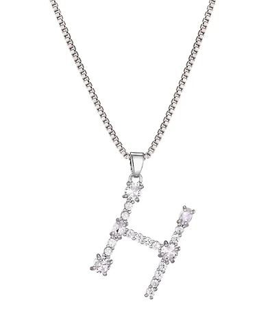 Adornia Silver Crystal Mixed Stone Initial Necklace