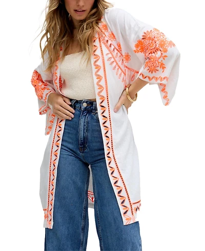 Raffya Women's Lupe Edge To Embroidered Kimono
