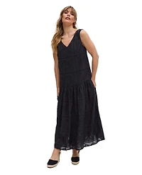 Raffya Women's Squire All Over Cut Work Drop Waist Midi Dress