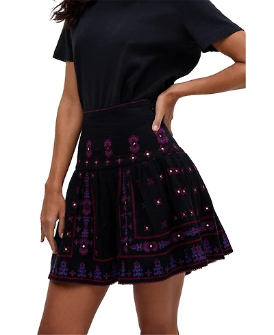 Raffya Women's Issabel All Over Embroidered Mini Skirt