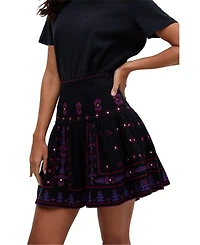 Raffya Women's Issabel All Over Embroidered Mini Skirt