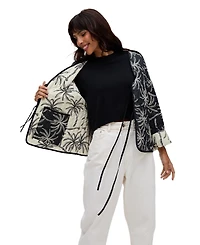 Raffya Women's Felicity Palm Print Reversible Jacket