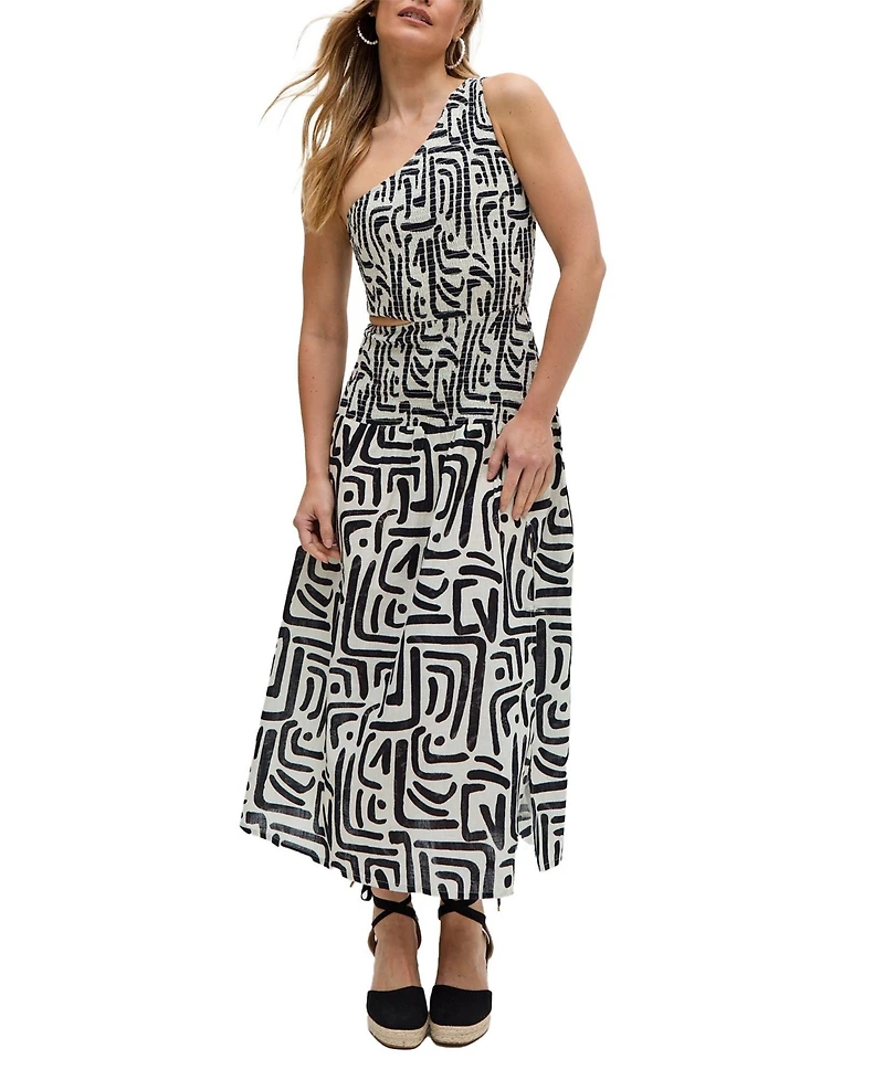Raffya Women's Jazz Jersey One Shoulder Warhol Print Midi Dress