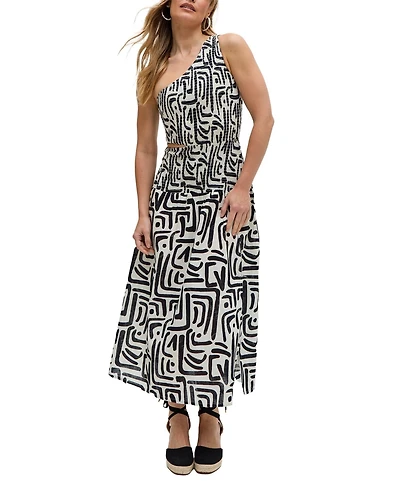 Raffya Women's Jazz Jersey One Shoulder Warhol Print Midi Dress