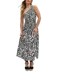 Raffya Women's Jazz Jersey One Shoulder Warhol Print Midi Dress