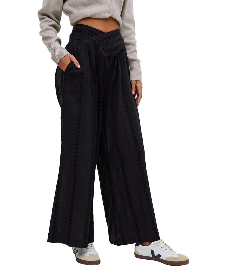 Raffya Women's Farrah Wide Leg Jacquard Trouser