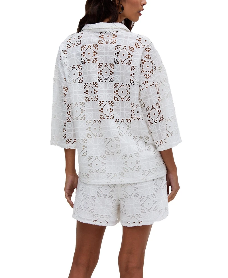 Raffya Women's Shelli All Over Broderie Anglaise Shorts