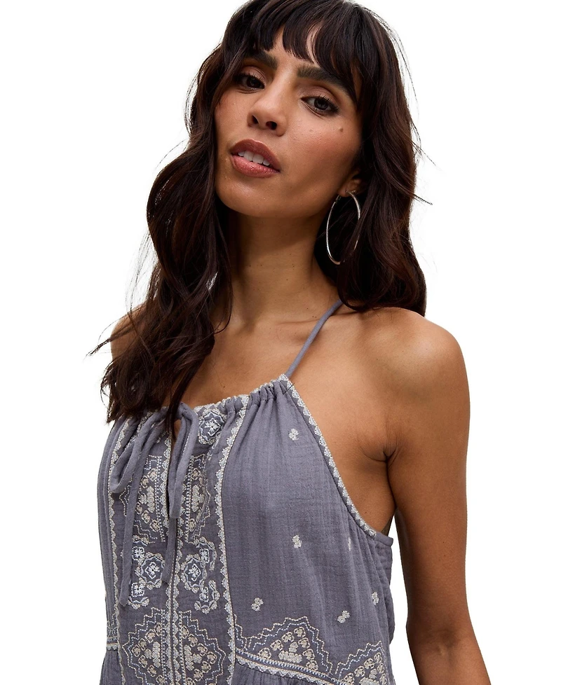 Raffya Women's Jen Tiered All Over Embroidered Mini Dress