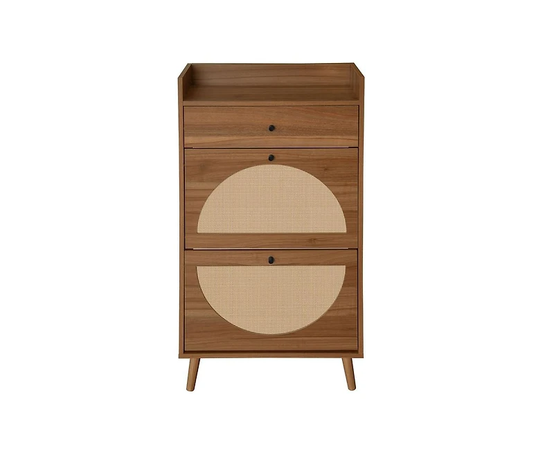 Casainc Rattan 2 Door Shoe Cabinet with 1 Drawer
