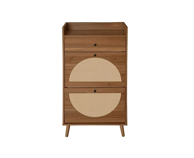 Casainc Rattan 2 Door Shoe Cabinet with 1 Drawer