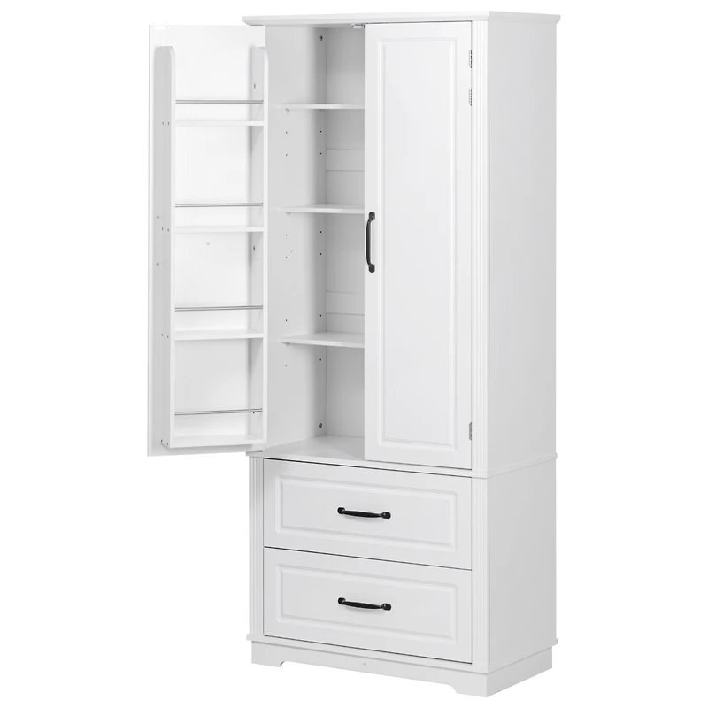 Casainc 71" Freestanding Pantry Cabinet with 2 Drawers, 8 Door Shelves, 3 Cabinet Shelves, Embossed Texture Finish