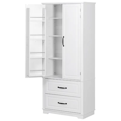 Casainc 71" Freestanding Pantry Cabinet with 2 Drawers, 8 Door Shelves, 3 Cabinet Shelves, Embossed Texture Finish