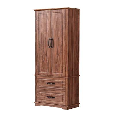 Casainc 71" Freestanding Pantry Cabinet with 2 Drawers, 8 Door Shelves, 3 Cabinet Shelves, Embossed Texture Finish