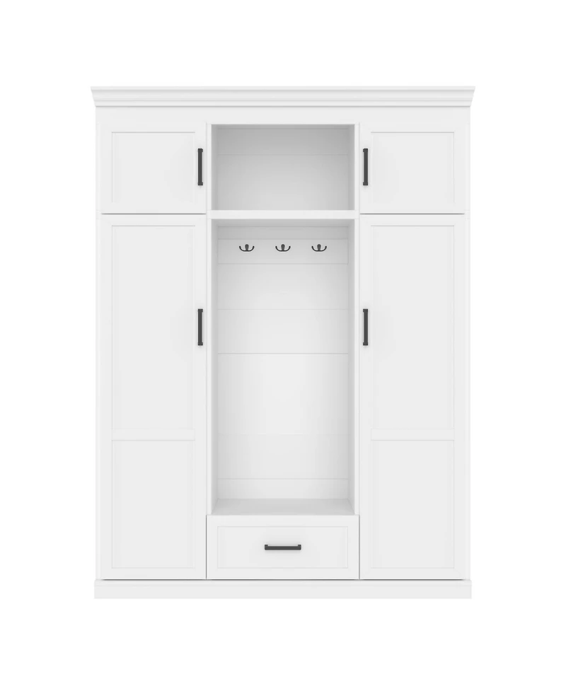 Streamdale Furniture Hall Tree with Bench 3 Hooks Cabinet Drawer & Shelves
