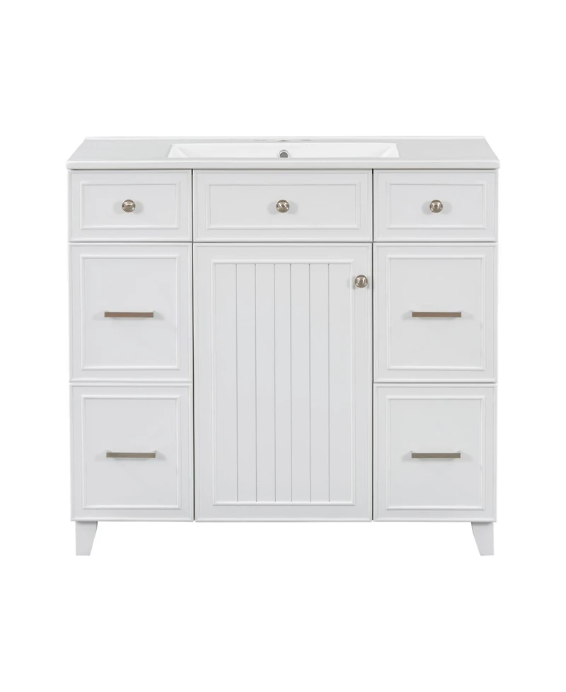 Streamdale Furniture 36" Bathroom Vanity w/ Ceramic Sink & Hairdryer Drawer