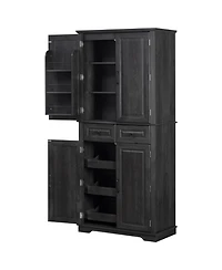 Streamdale Furniture 71" Farmhouse Pantry Cabinet with Pull Out Organizers