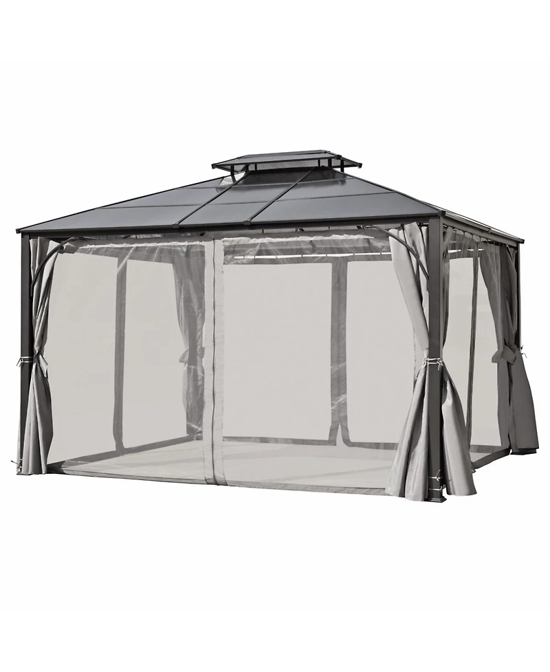 Streamdale Furniture 10'x12' Hardtop Gazebo with Netting & Curtains