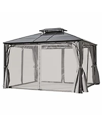 Streamdale Furniture 10'x12' Hardtop Gazebo with Netting & Curtains