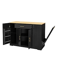 Streamdale Furniture Kitchen Island w/ Drawers & Trash Storage - Black