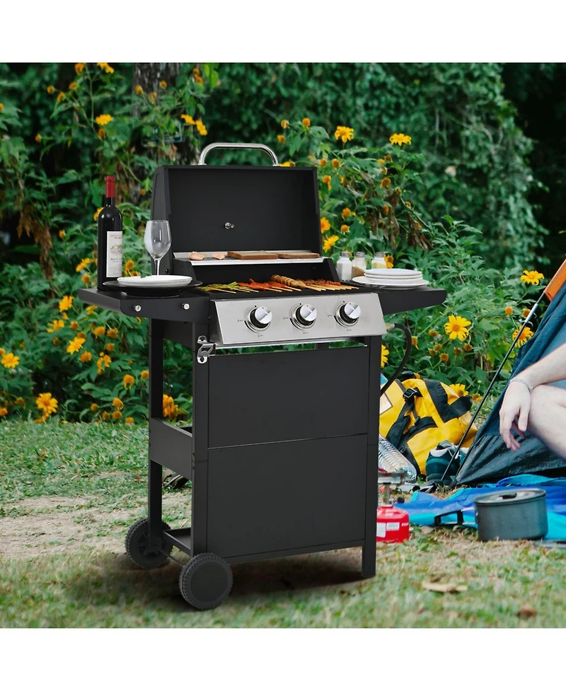 Streamdale Furniture Propane Gas Grill 3 Burner Stainless Steel Bbq